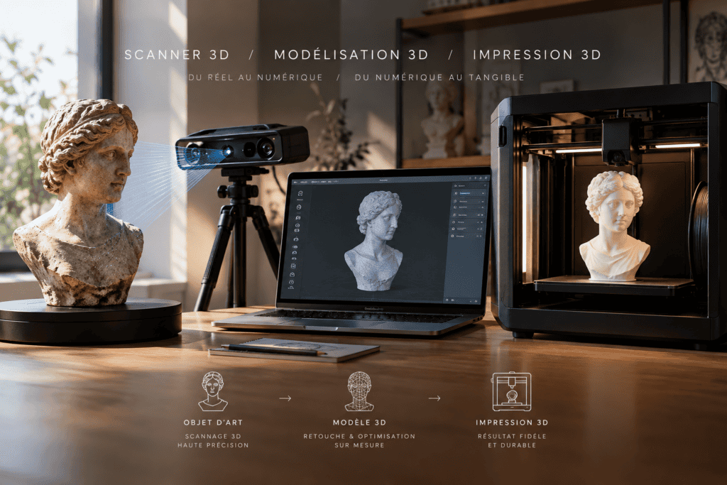 Scanner 3D, modélisation et impression 3D d’un objet d’art
